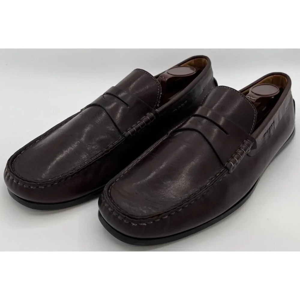 Zelli Monza Italian Calfskin Burgundy Driver Loafers Men’s Size 10 Dress Shoes